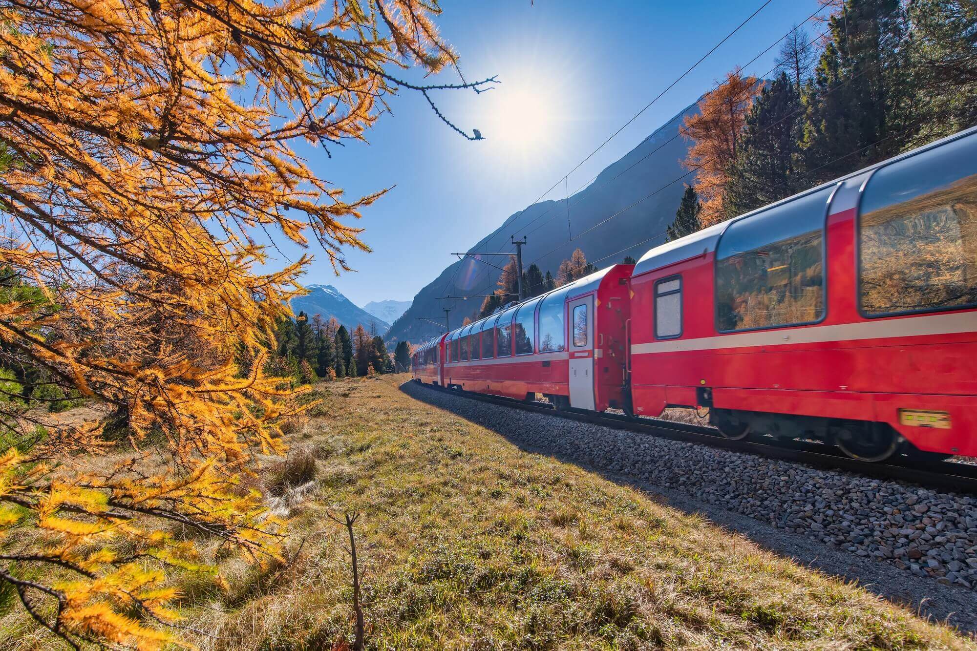 Bernina Swiss red train