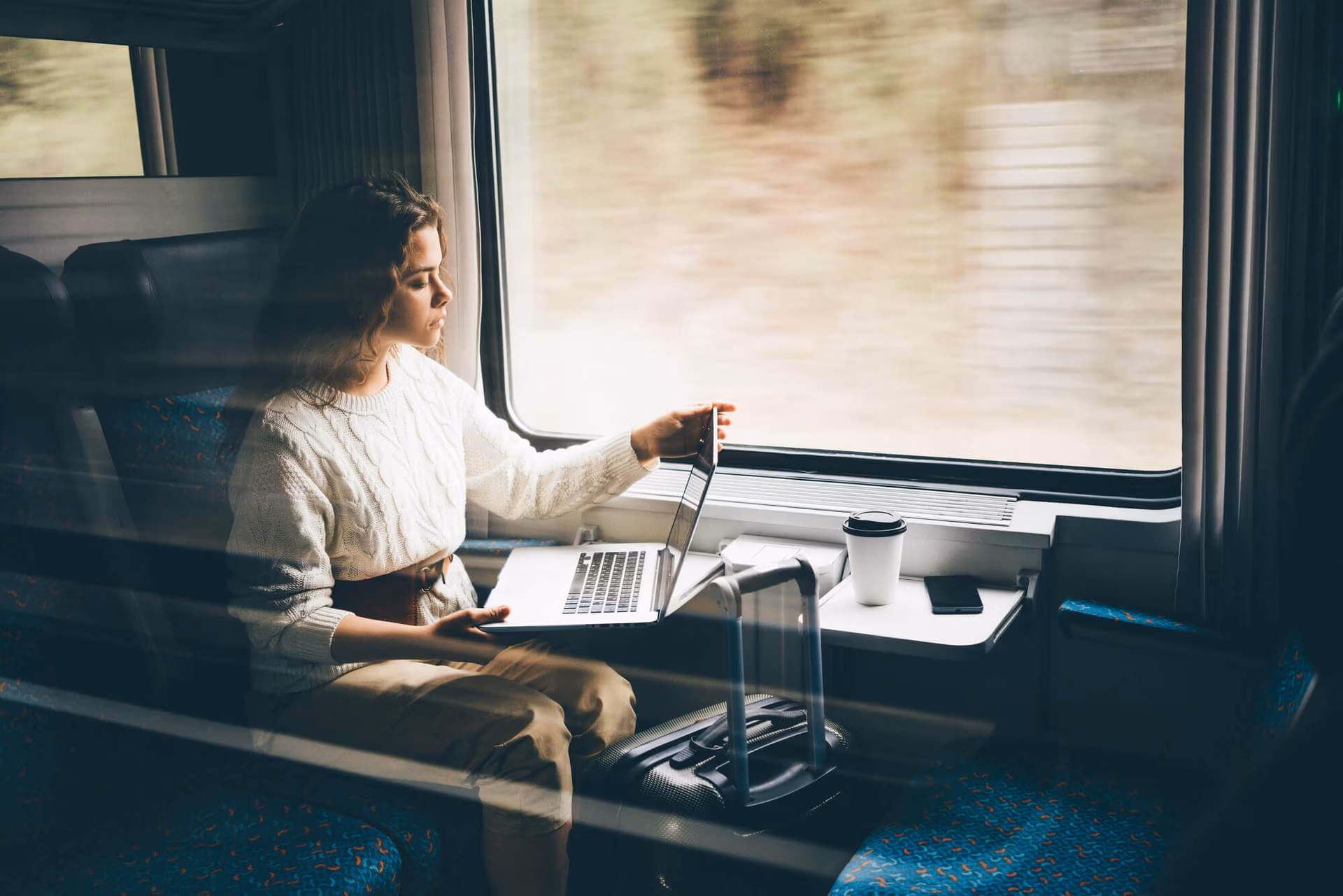 Woman working at the train